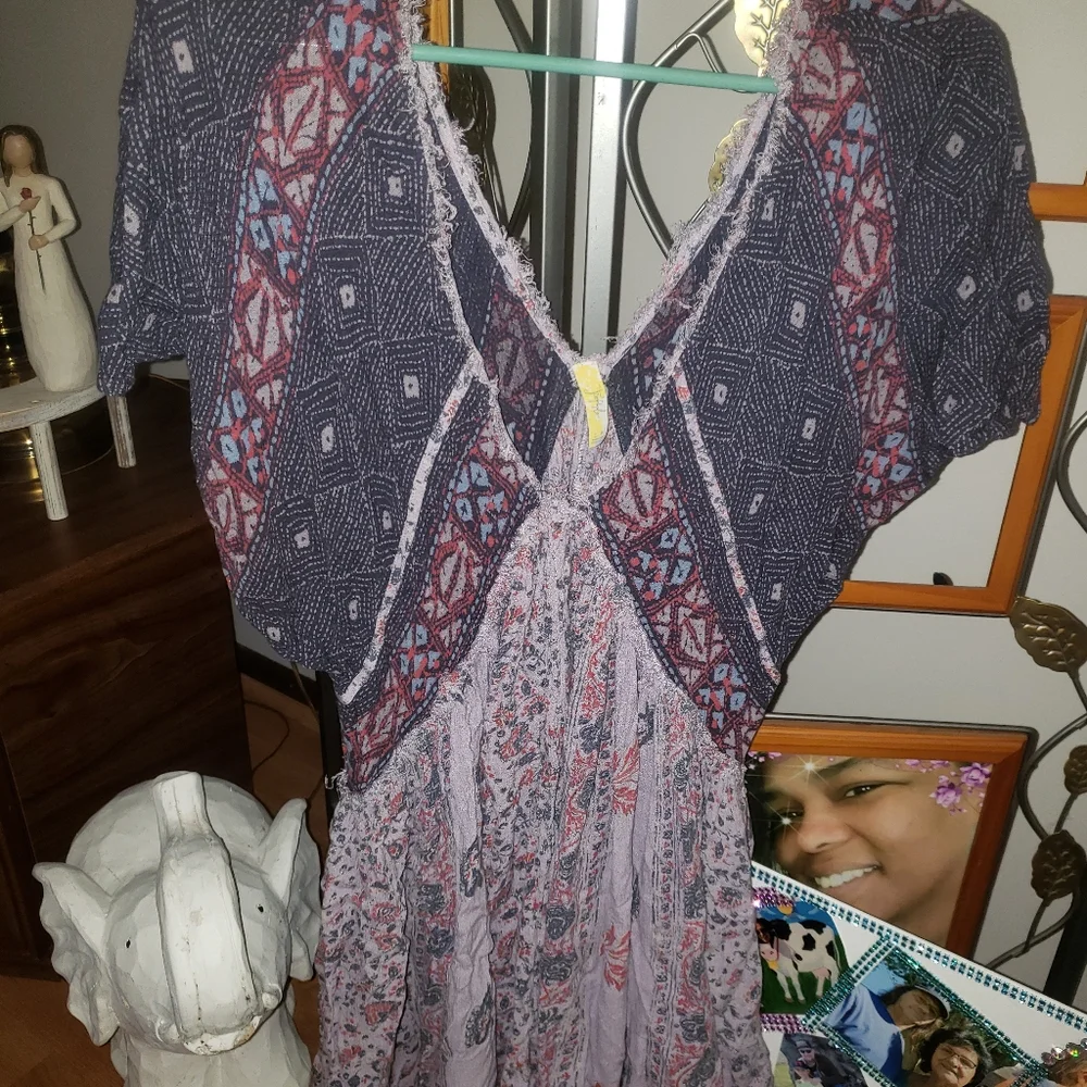 GUC Free people flowy w/tie in back oversized top sz small oversized - Picture 4 of 9